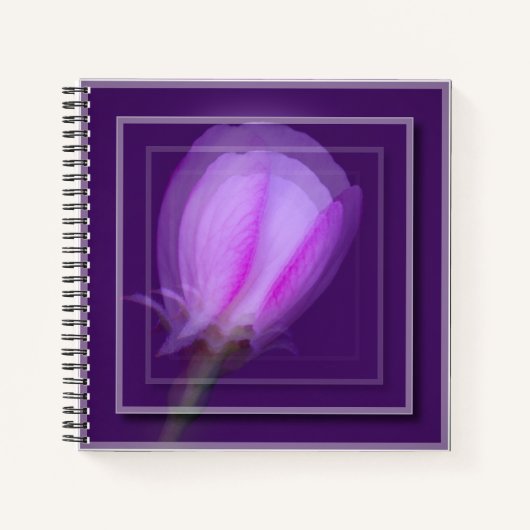 ピンクと紫の春フローラダブル – テイクおもしろいアート ノートブック (正面)