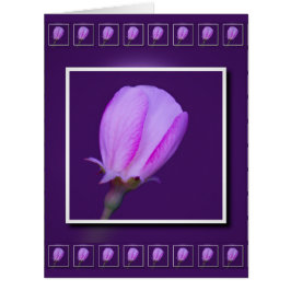 ピンクと紫の春花のグリーティングカード