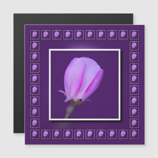 ピンクと紫の春花磁気カード (正面/裏面)