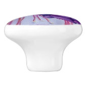 ピンクと紫の暗い赤紫色花器ノブ セラミックノブ (側面)