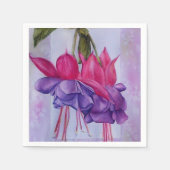 ピンクと紫の暗い赤紫色花紙ナプキン スタンダードカクテルナプキン (正面)