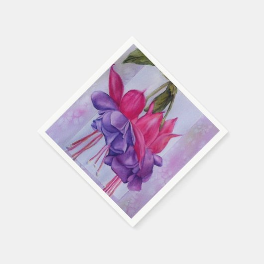 ピンクと紫の暗い赤紫色花紙ナプキン スタンダードカクテルナプキン (角)