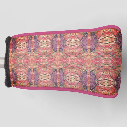 ピンクと紫の模様 ゴルフヘッドカバー (正面)