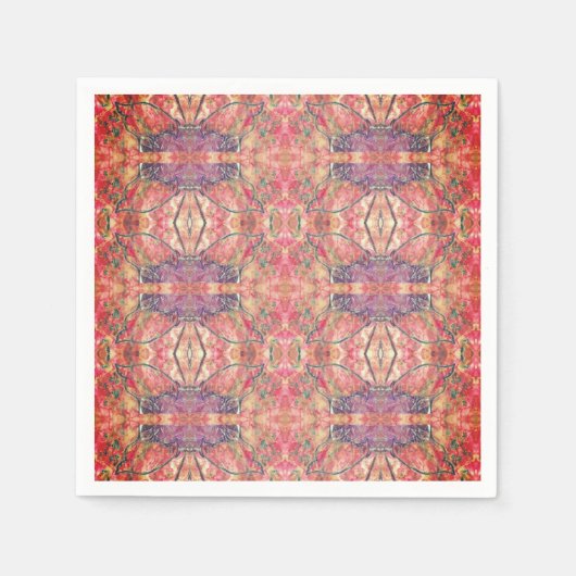 ピンクと紫の模様 スタンダードカクテルナプキン (正面)