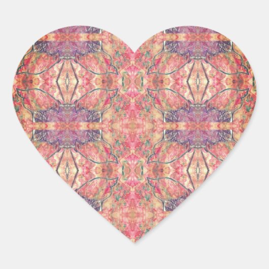 ピンクと紫の模様 ハートシール (正面)