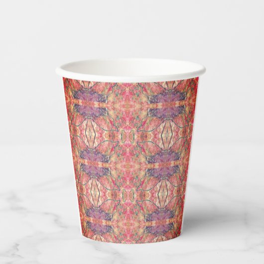 ピンクと紫の模様 紙コップ (正面)