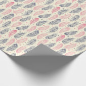 ピンクと紫の民族羽毛パターン ラッピングペーパー (角)