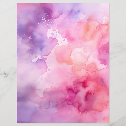 ピンクと紫の水の色のスクラップブック紙 (裏面)