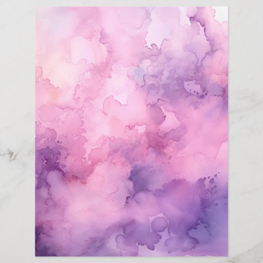 ピンクと紫の水の色のスクラップブック紙 (正面)