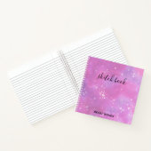 ピンクと紫の水の色 – 白のスパッタのスケッチ ノートブック (内部)