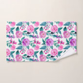 ピンクと紫の水彩バラ バスタオルセット (ハンドタオル)