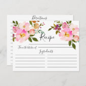 ピンクと紫の水彩フローラレシピカード ポストカード (正面/裏面)
