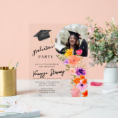 ピンクと紫の水彩フローラ写真卒業 アクリルサイン (ウェディング)