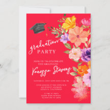 ピンクと紫の水彩フローラ写真卒業