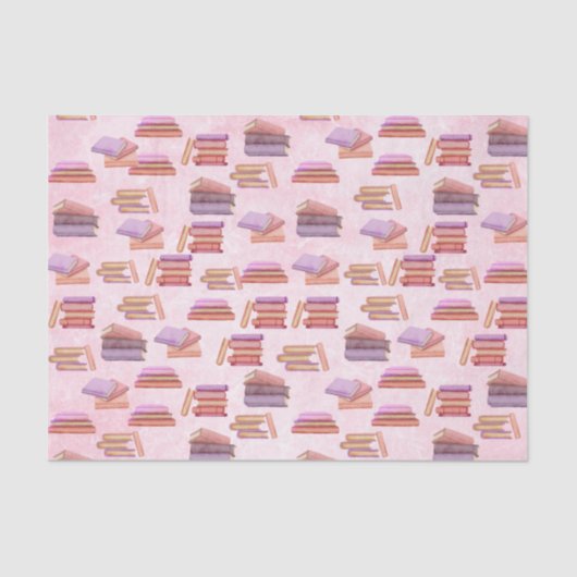 ピンクと紫の水彩図書図書室 薄葉紙 (正面)