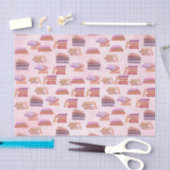 ピンクと紫の水彩図書図書室 薄葉紙 (クラフト)