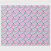 ピンクと紫の水彩柄 ラッピングペーパー (フラット)