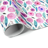 ピンクと紫の水彩柄 ラッピングペーパー (ロールコーナー)