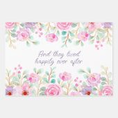 ピンクと紫の水彩花のフレーム ラッピングペーパーシート (正面2)