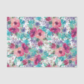 ピンクと紫の水彩花模様 薄葉紙 (正面)