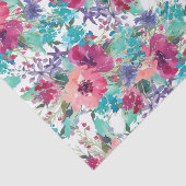 ピンクと紫の水彩花模様 薄葉紙 (詳細)