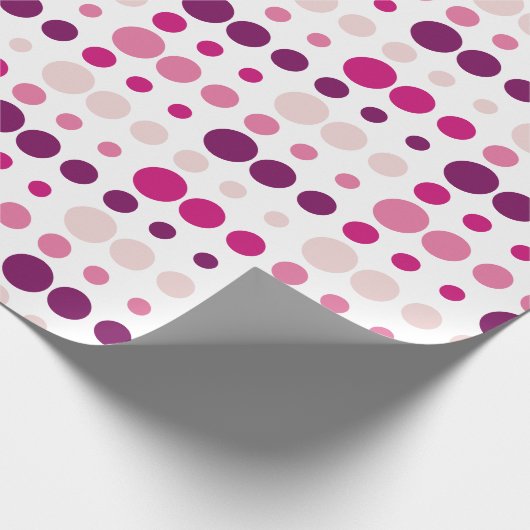 ピンクと紫の水玉模様パターン ラッピングペーパー (角)