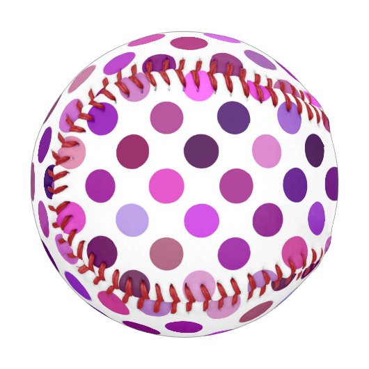 ピンクと紫の水玉模様 野球ボール (正面左)