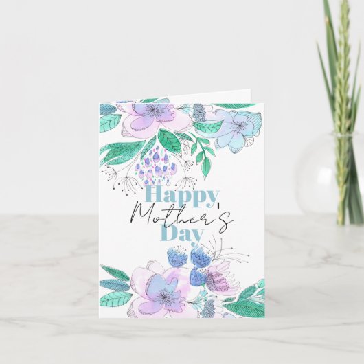 ピンクと紫の水色が母の日を彩る カード (正面)