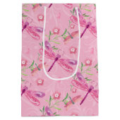 ピンクと紫の水色のトンボ ミディアムペーパーバッグ (裏面)