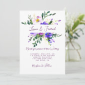 ピンクと紫の水色のフローラカスタムウェディング 招待状 (スタンド正面)