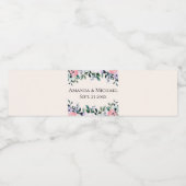 ピンクと紫の水色のフローラ縁ど結婚の ペットボトルラベル (シングルラベル)