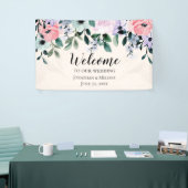 ピンクと紫の水色のフローラ縁ど結婚の 横断幕 (トレードショー)