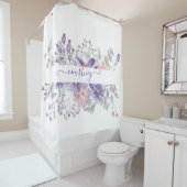 ピンクと紫の水色のフローラ パーソナライズされた シャワーカーテン (インサイチュ)