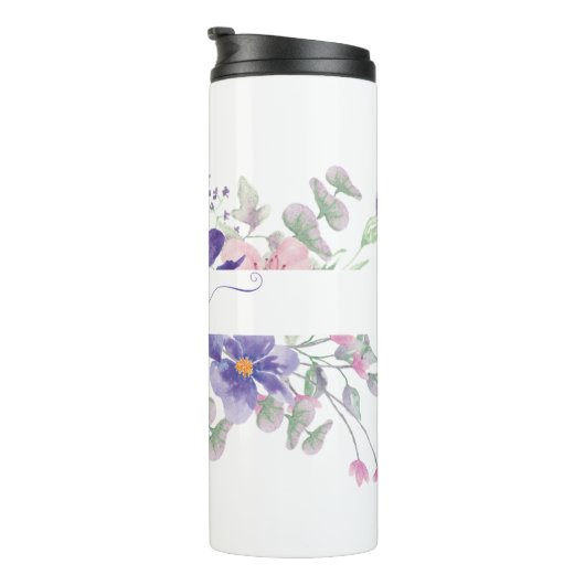 ピンクと紫の水色のフローラ パーソナライズされた タンブラー (回転右)