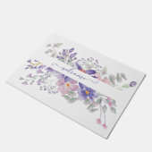 ピンクと紫の水色のフローラ パーソナライズされた ドアマット (アングル)