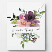 ピンクと紫の水色のフローラ パーソナライズされた フォトプラーク (正面)