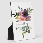 ピンクと紫の水色のフローラ パーソナライズされた フォトプラーク (側面)