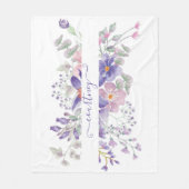 ピンクと紫の水色のフローラ パーソナライズされた フリースブランケット (正面)