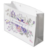 ピンクと紫の水色のフローラ パーソナライズされた ラージペーパーバッグ (裏面アングル)