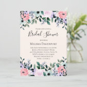 ピンクと紫の水色のフローラ 縁ど 招待状 (スタンド正面)