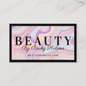 ピンクと紫の水色のホログラフィックデザイン美しい 名刺 (正面)