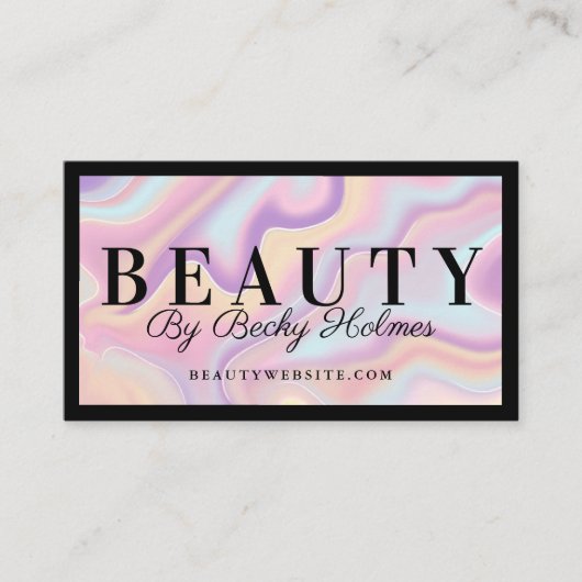 ピンクと紫の水色のホログラフィックデザイン美しい 名刺 (正面)