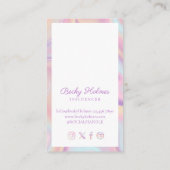 ピンクと紫の水色のホログラフィックデザイン美しい 名刺 (裏面)