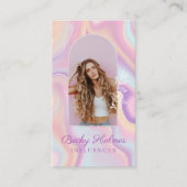 ピンクと紫の水色のホログラフィックデザイン美しい 名刺 (正面)