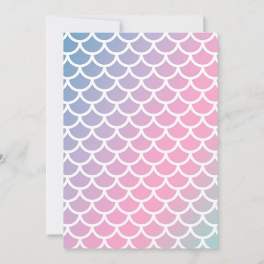 ピンクと紫の水色のマーメイドテール招待状 招待状 (裏面)
