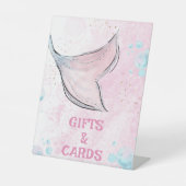 ピンクと紫の水色の人魚のテールギフト 台座サイン (正面)