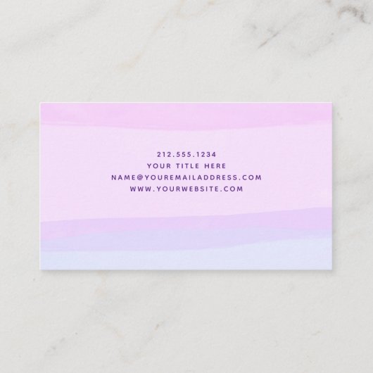 ピンクと紫の水色の抽象芸術ストライプ 名刺 (裏面)