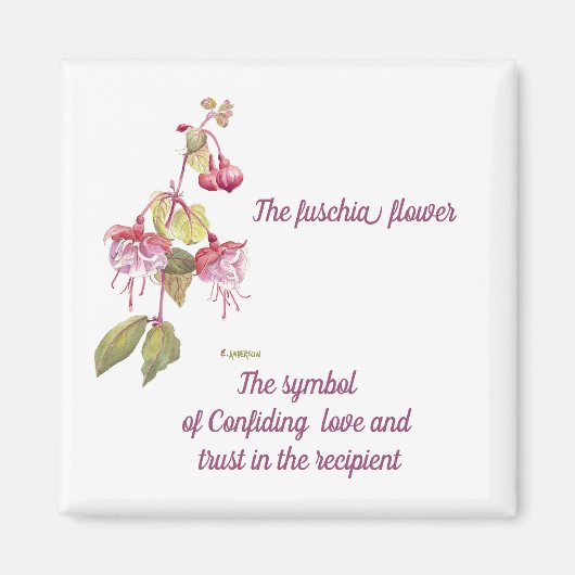 ピンクと紫の水色の明るい赤紫色花 マグネット (正面)