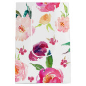 ピンクと紫の水色の牡丹抱き枕 ミディアムペーパーバッグ (裏面)