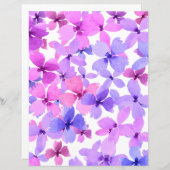 ピンクと紫の水色の花のスクラップブック紙 (正面/裏面)